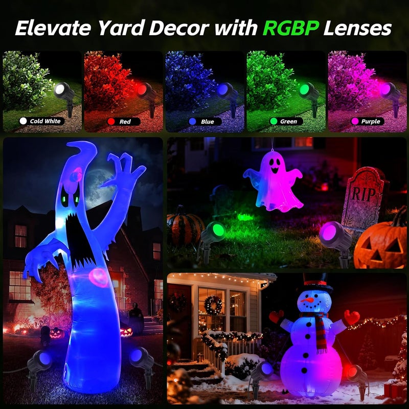 Holeva Spotlight Outdoor – 120V Plug-In, 6500K Cool White LED Landscape Lighting with RGB Purple 4 Color Lenses for Yard, Garden, Lawn & Tree Decor on Holidays&Everyday, IP67 Waterproof (1 Pack,Green) - Image 2
